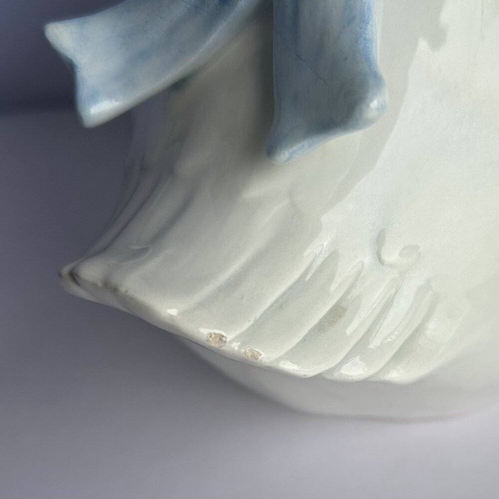 Fitz and Floyd White Goose Pitcher Blue Ribbon Handle Vintage Kitchenware - Picture 12 of 12